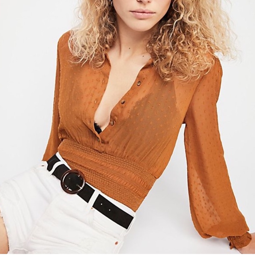 Free people crystal clear button down blouse